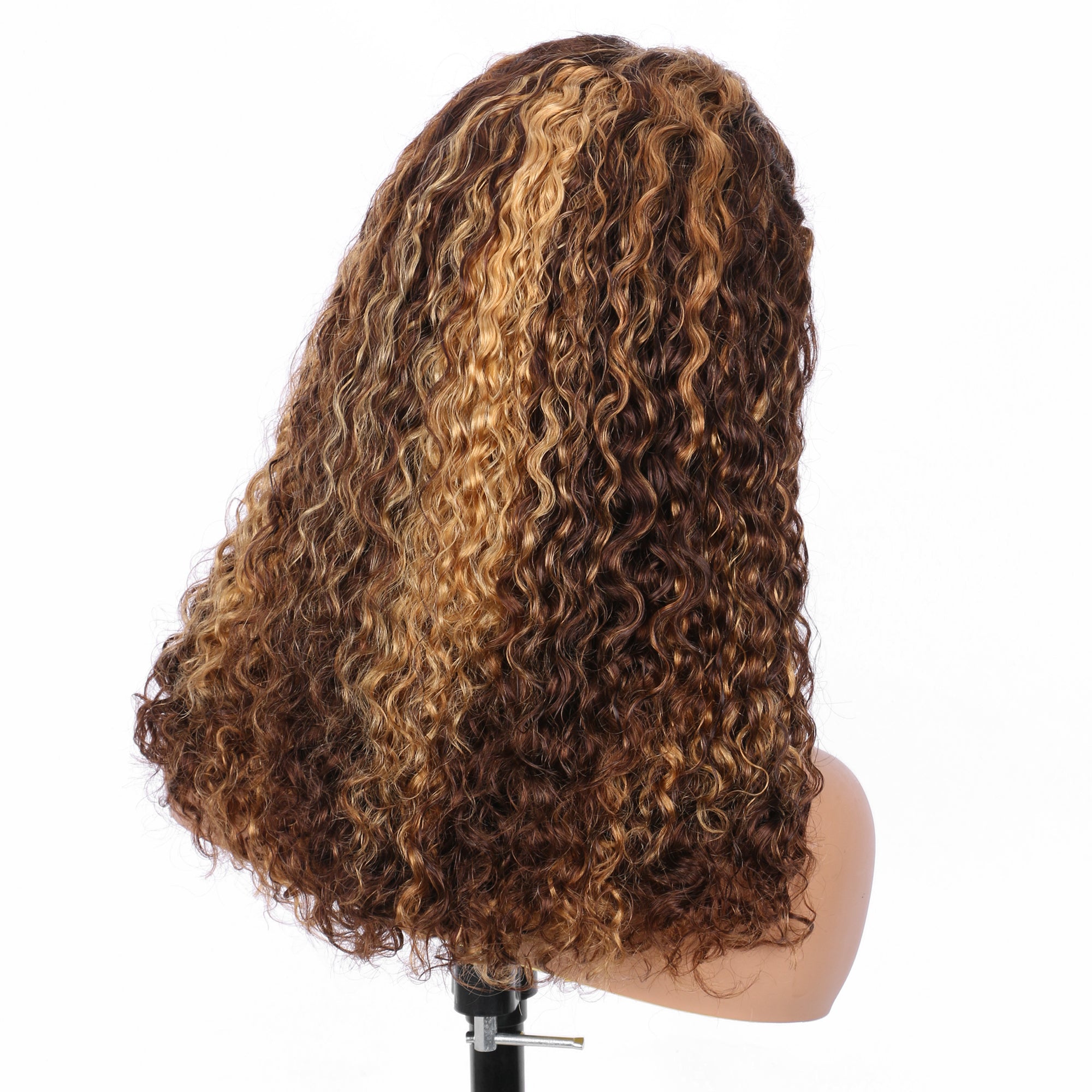 IDHERE New Arrival Super Double Drawn Pixie Curly P4/27 Highlighted 13x4 Lace Frontal Human Hair Wig