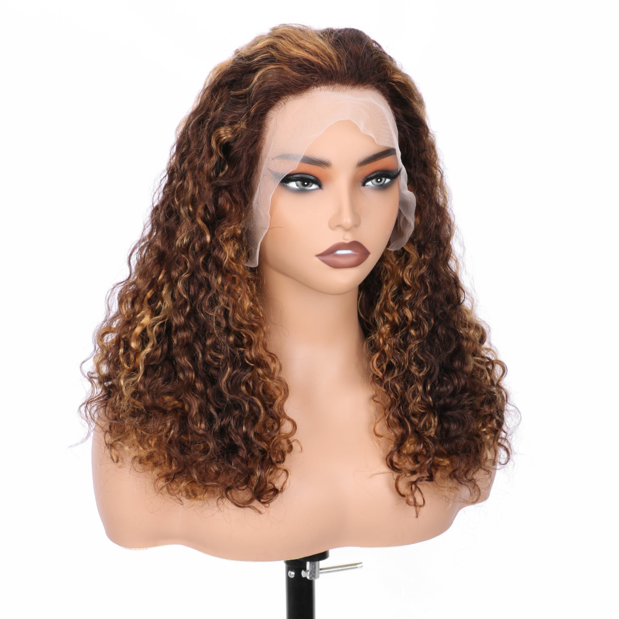 IDHERE New Arrival Super Double Drawn Pixie Curly P4/27 Highlighted 13x4 Lace Frontal Human Hair Wig