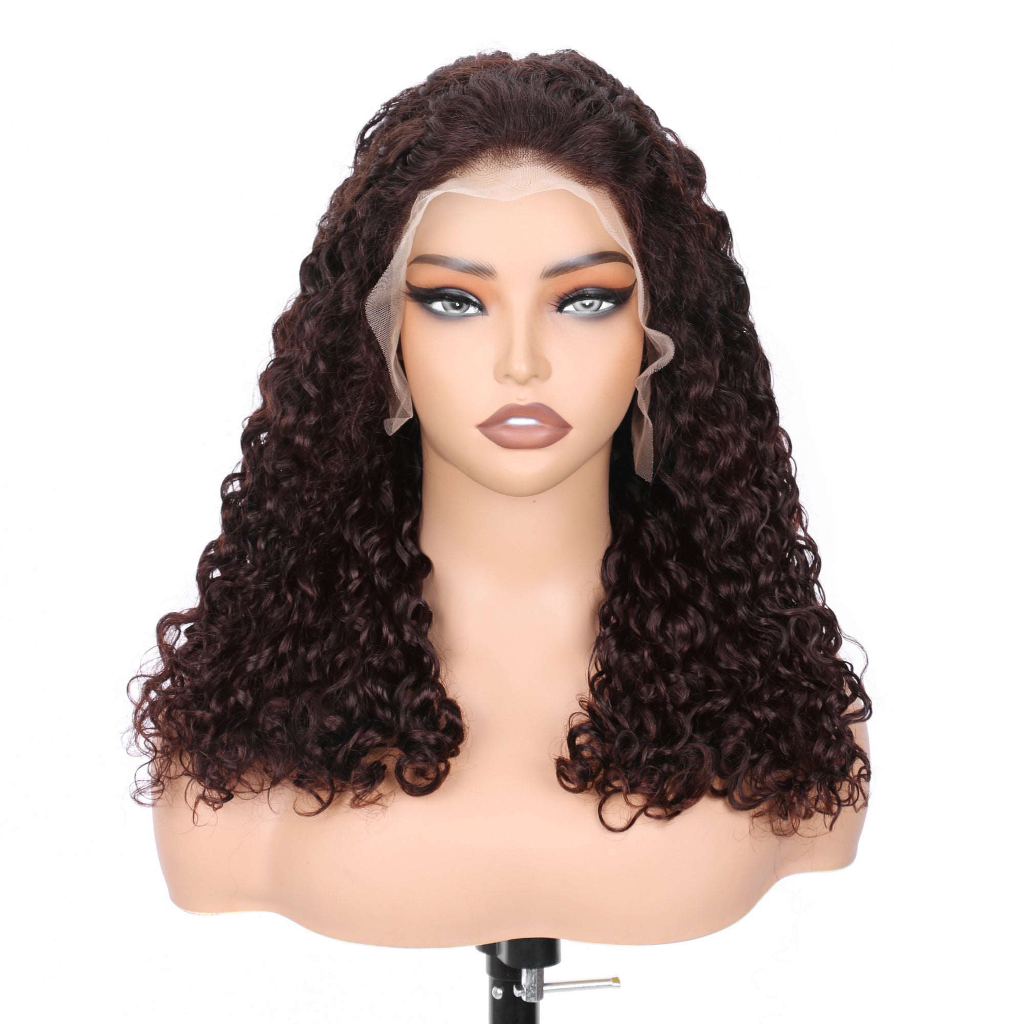 IDHERE New Super Double Drawn Pixie Curly #4 Honey Brown 13x4 Lace Frontal Human Hair Wig