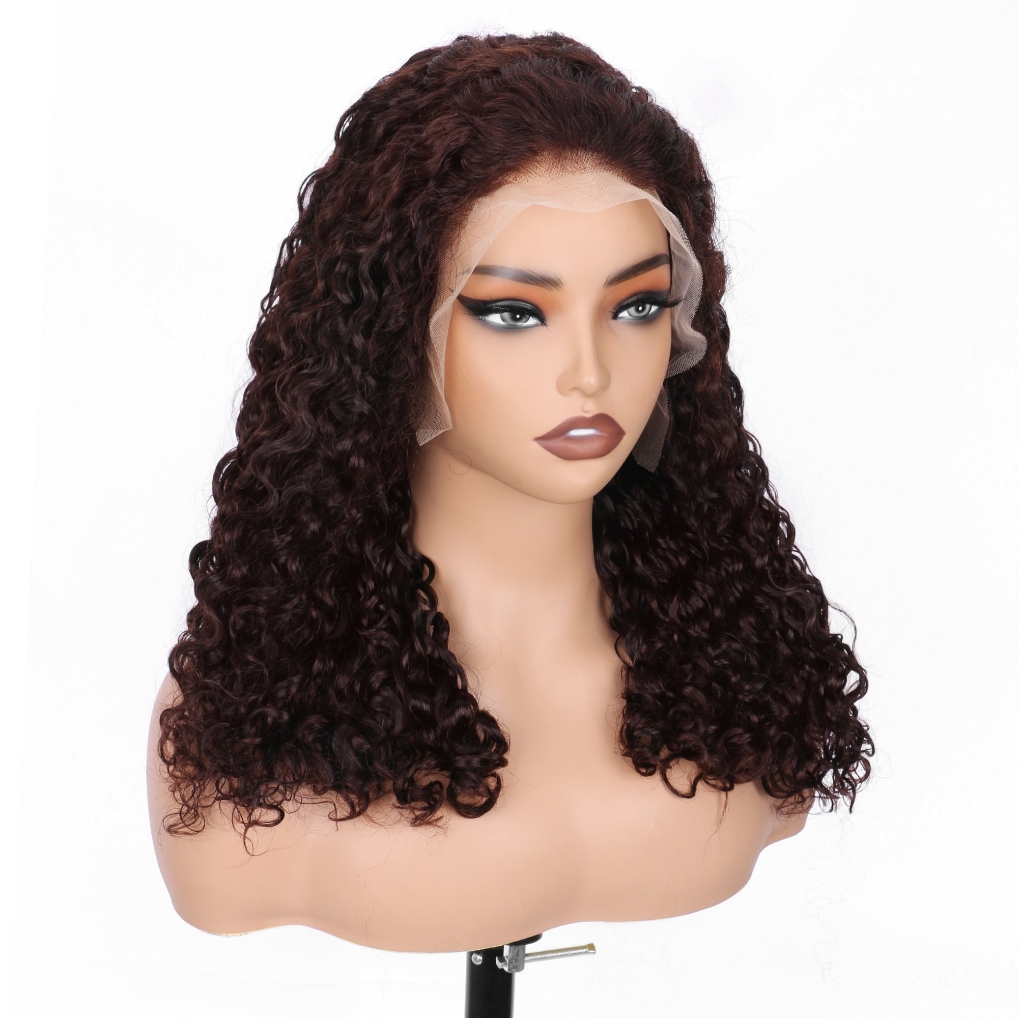 IDHERE New Super Double Drawn Pixie Curly #4 Honey Brown 13x4 Lace Frontal Human Hair Wig