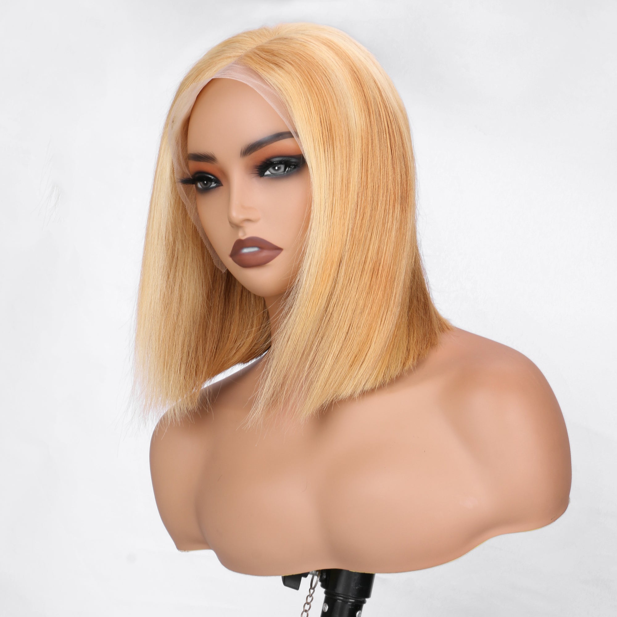 IDHERE 12A Bone Hair 13x4 Lace Bob Wigs 27/613 Short Straight 100% Human Virgin Hair Wigs
