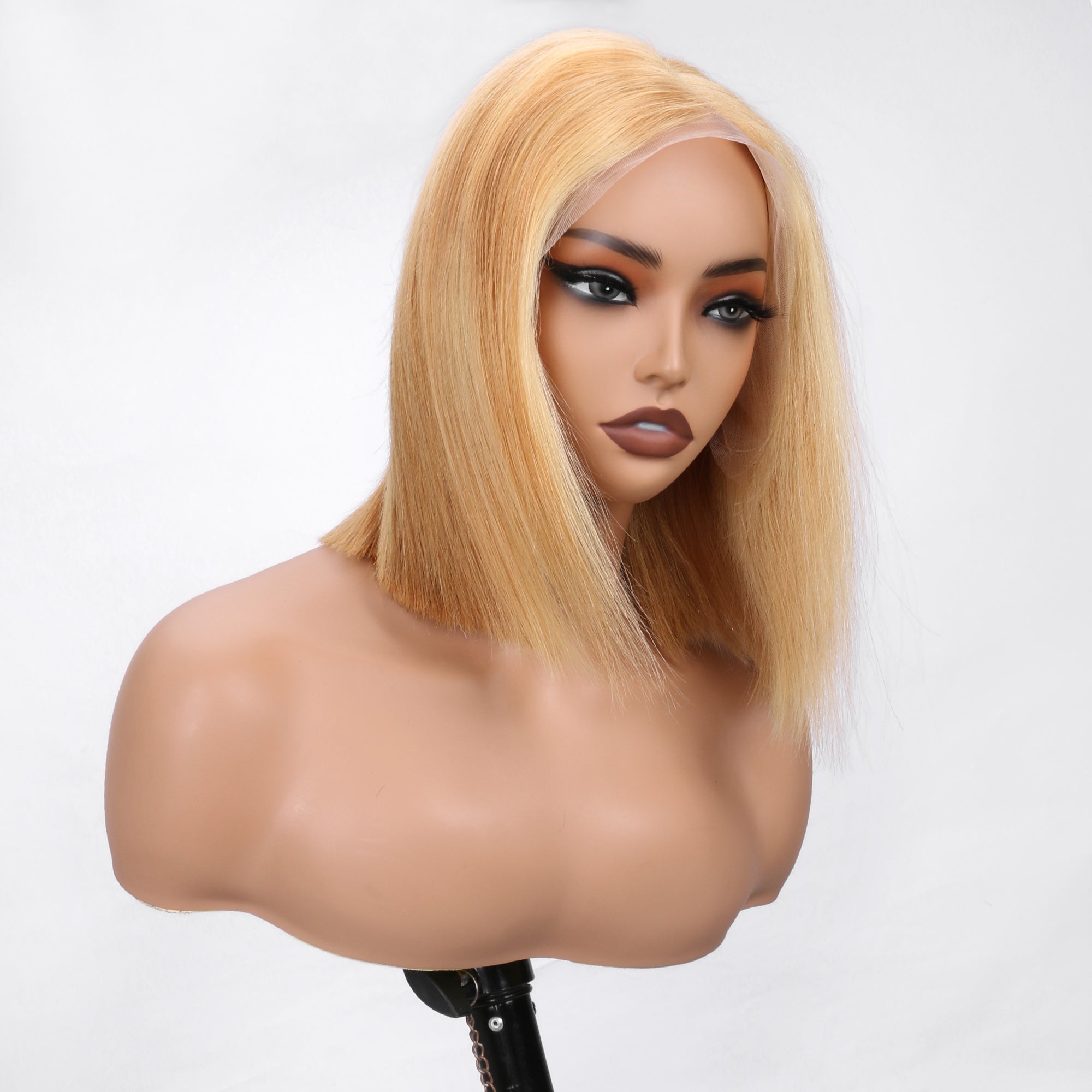 IDHERE 12A Bone Hair 13x4 Lace Bob Wigs 27/613 Short Straight 100% Human Virgin Hair Wigs