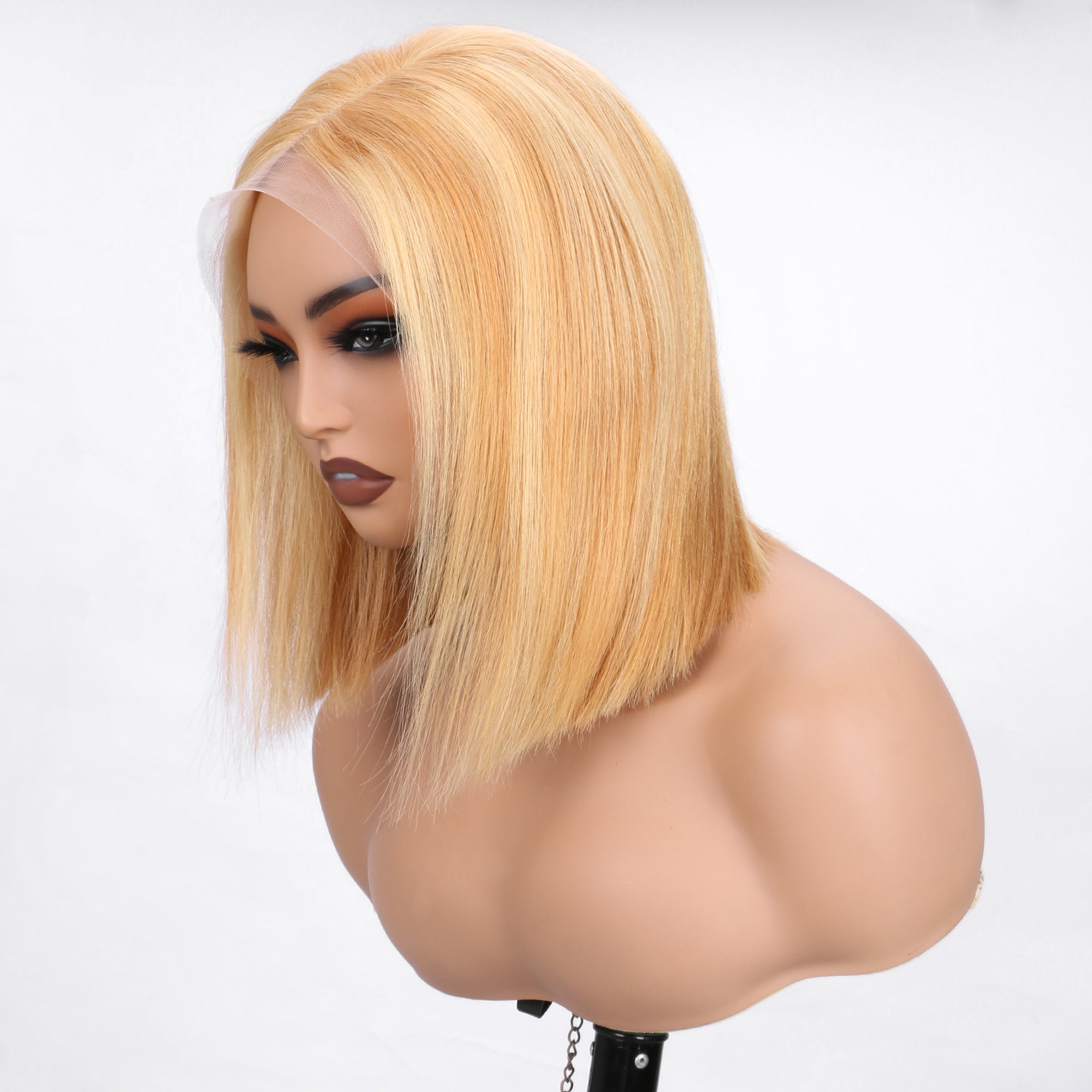 IDHERE 12A Bone Hair 13x4 Lace Bob Wigs 27/613 Short Straight 100% Human Virgin Hair Wigs