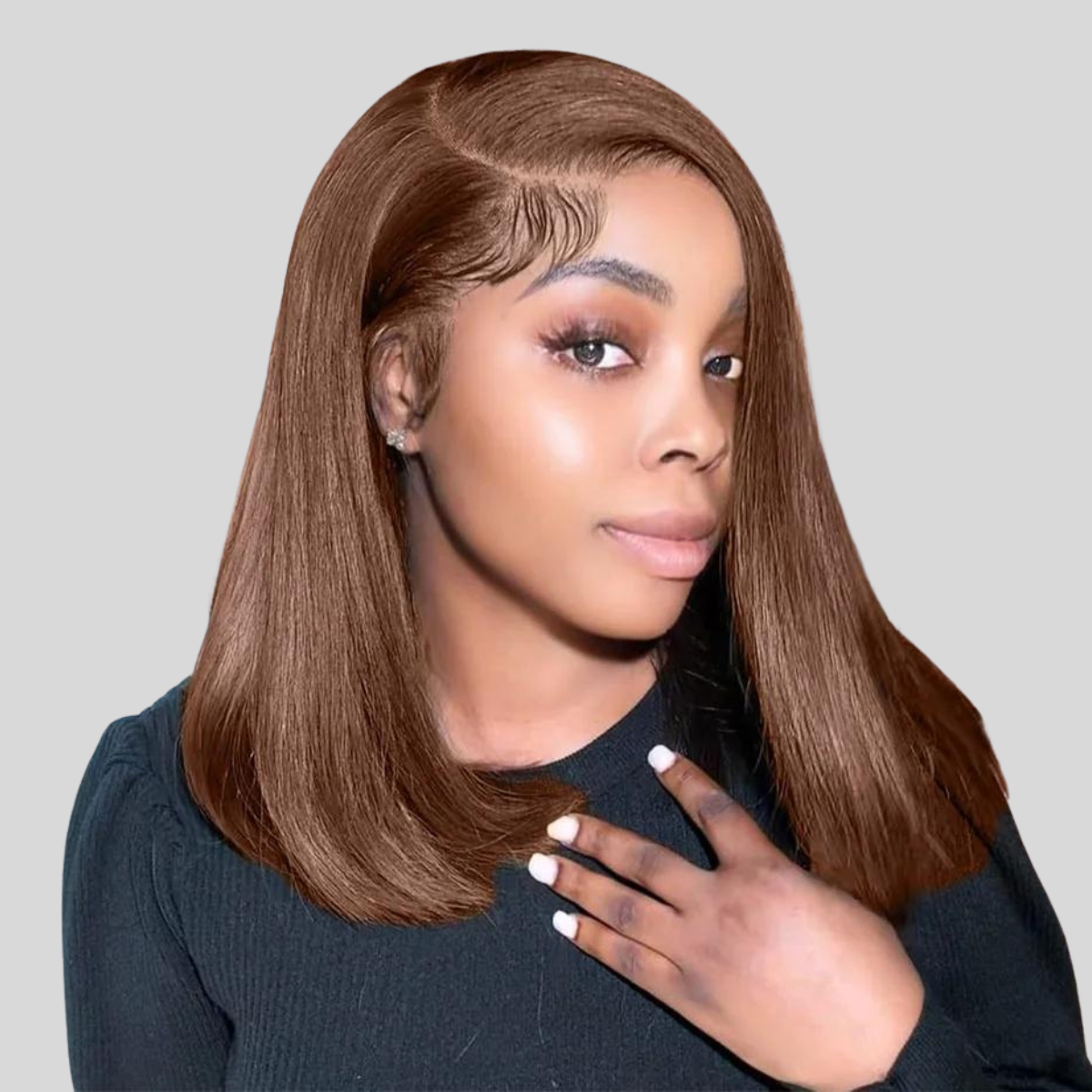 IDHERE 12A Bone Hair Series Chocolate Brown 5x5 Lace Straight One Cut 100% Human Virgin Hair Wig