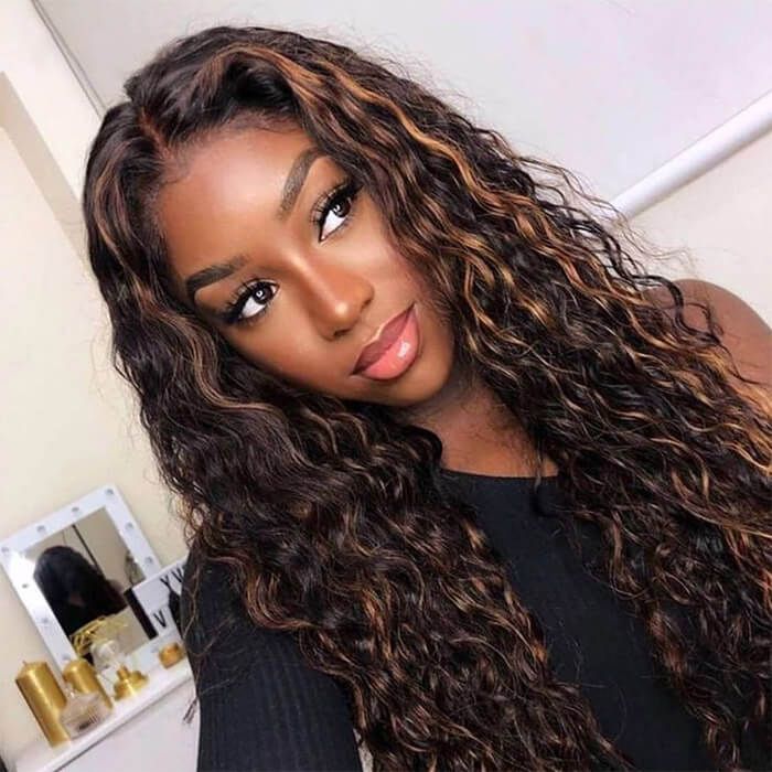 IDHERE 1B/30 Water Wave Lace Front Wigs Human Hair Wigs For Black Women HD 13x4 Lace Front Wigs