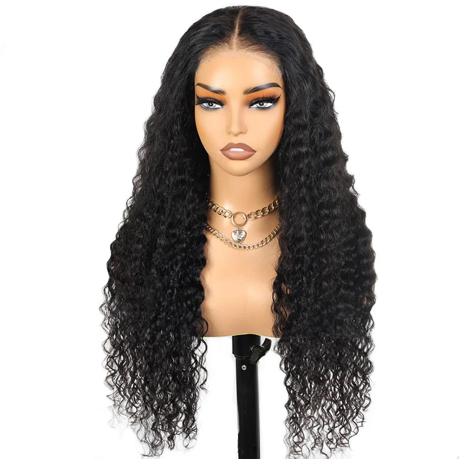 IDHERE Wear and Go 8x5 Lace Closure Glueless Wigs Human Hair Pre Cut Deep Wave Lace Front Wigs