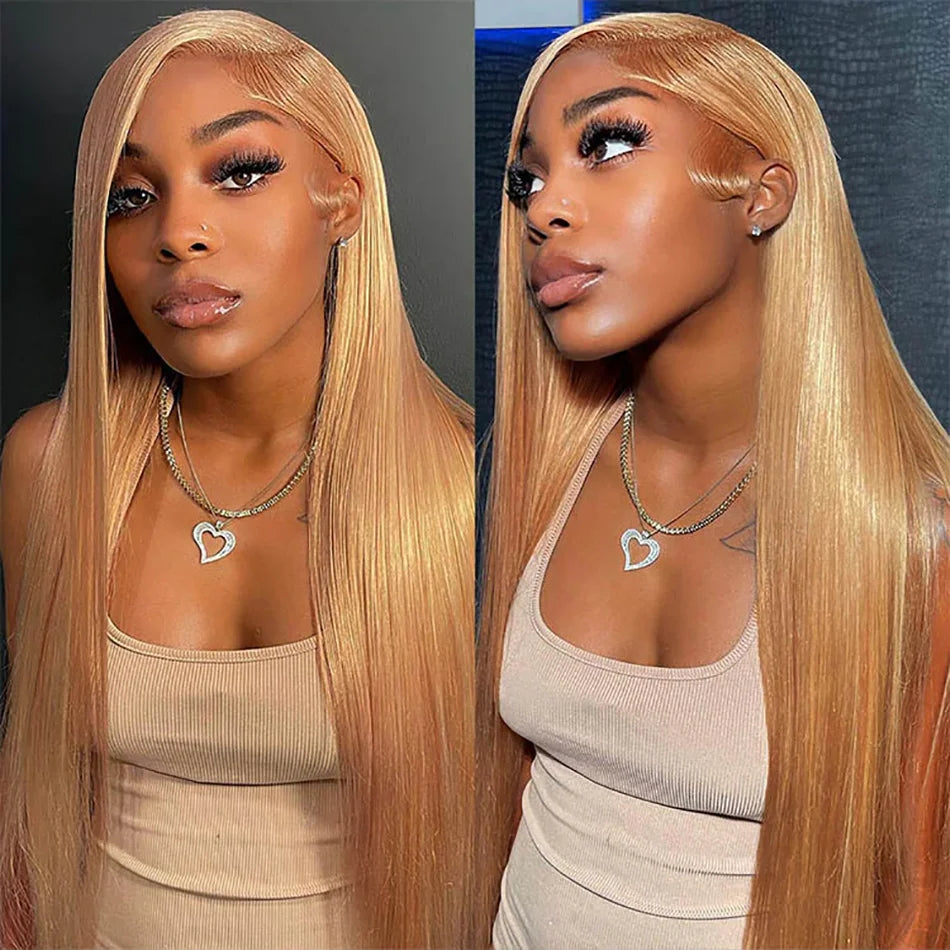 IDHERE #27 Honey Blonde Lace Front Wigs Human Hair Straight 13x4 HD Lace Front Wigs Human Hair