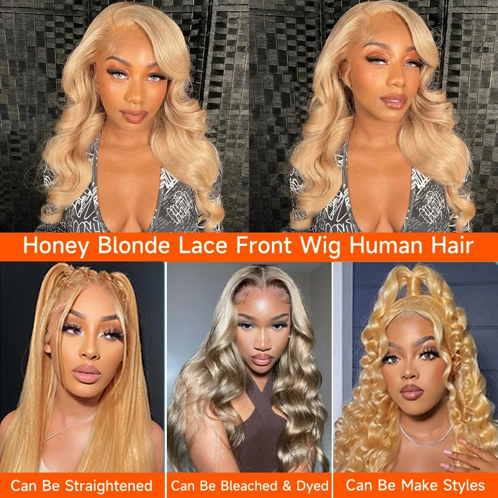 IDHERE #27 Honey Blonde Lace Front Wigs Human Hair 13x4 Body Wave Wigs Human Hair Wig