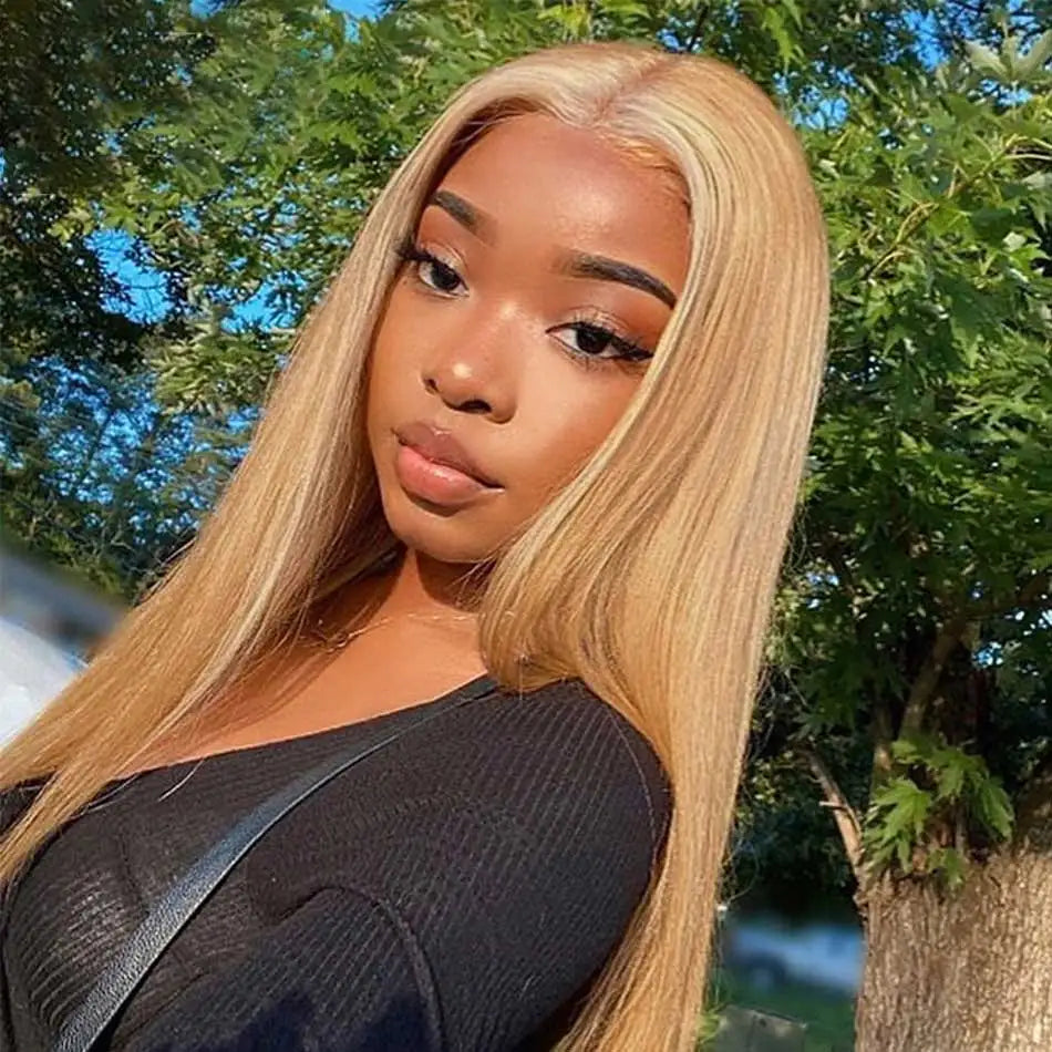 IDHERE #27 Honey Blonde Lace Front Wigs Human Hair Straight 13x4 HD Lace Front Wigs Human Hair